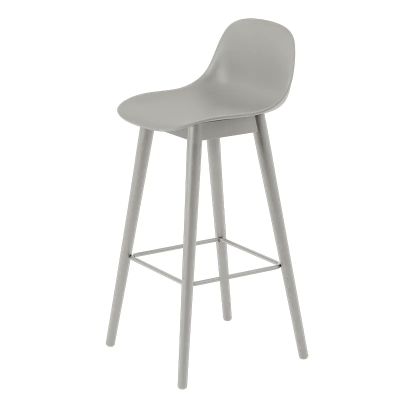 Muuto, Fiber baarituoli korkea Wood Base - 75 cm - Grey/Grey