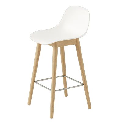 Muuto, Fiber baarituoli matala Wood Base - 65 cm - Natural White