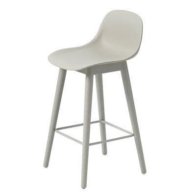 Muuto, Fiber baarituoli matala Wood Base - 65 cm - Grey/Grey