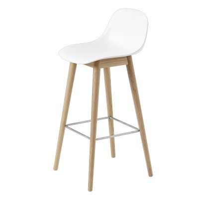 Muuto, Fiber baarituoli korkea Wood Base - 75 cm - Natural White/Oak