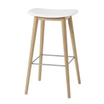 Muuto, Fiber baarituoli korkea Wood Base - 75 cm - Natural White/Oak