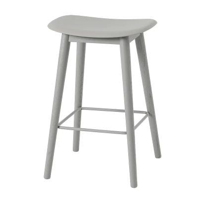 Muuto, Fiber baarituoli matala Wood Base - 65 cm - Grey/Grey
