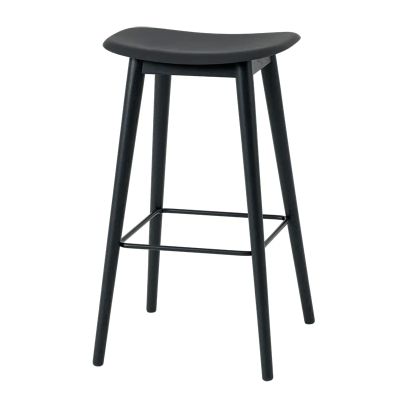 Muuto, Fiber baarituoli korkea Wood Base - 75 cm - Black/Anthracite Black | Alk. 504,00 €