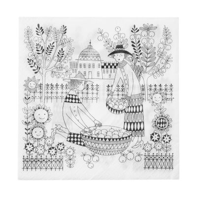 Arabia Emilia paperinen lautasliina 33x33 cm 20-pack Musta-valkoinen | Alk. 5,00 €