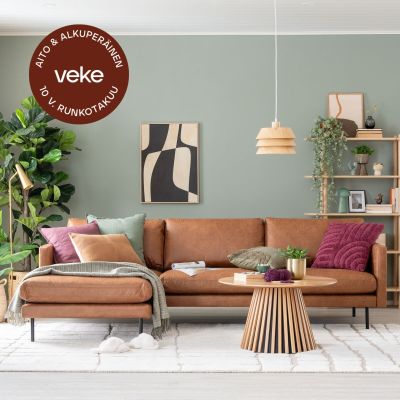 Veke Scandic Copenhagen divaanisohva, vasen, konjakinruskea Colorado 03 nahka, asiaka | Alk. 2 495,00 €