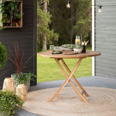 House Nordic Oviedo pyöreä tiikki puutarhapöytä Ø100 cm, asiakaspalautus | Alk. 288,00 €