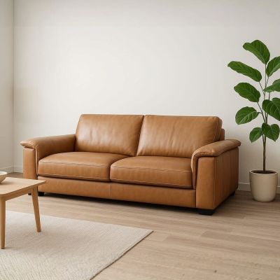 Veke Reima 3-istuttava sohva ruskea nahka/keinonahka | Alk. 1 395,00 €
