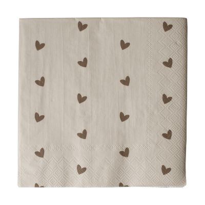 DBKD Heart paperinen lautasliina 33x33 cm 20-pack Ruskea-beige