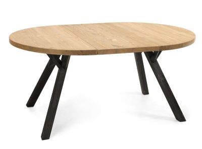 Veke Lana pyöreä jatkettava ruokapöytä Ø115-160 cm antiikkipetsattu/musta | Alk. 607,00 €