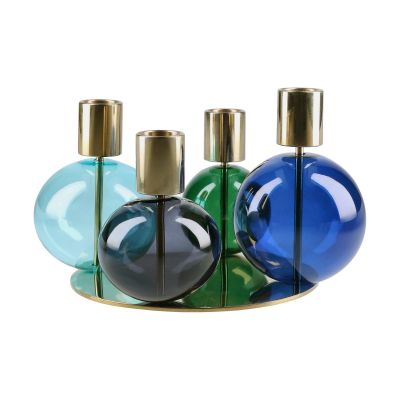 Holmegaard Bubble 4-haarainen kynttilänjalka Ø17,5x12 cm Blå-grön-smoke | Alk. 139,95 €
