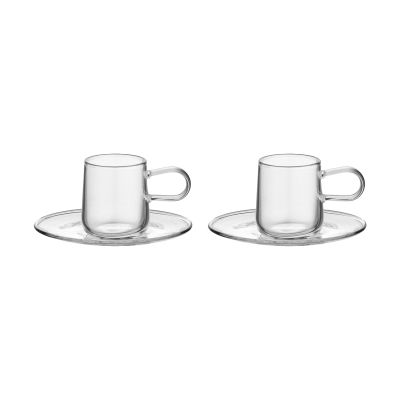 Kosta Boda Viva espressokuppi ja aluslautanen 8 cl 2-pack Kirkas