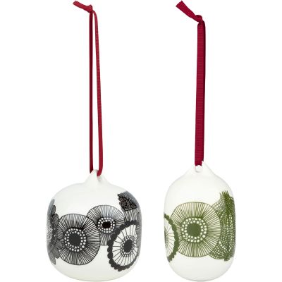 Marimekko Siirtolapuutarha joulukoriste 2-pakkaus, valkoinen/musta/vihreä | Alk. 62,00 €