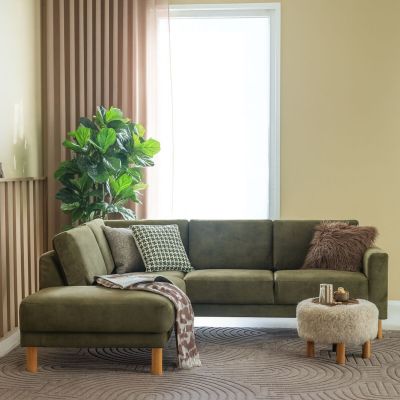 Veke Joki avokulmasohva vasen vihreä Adore 59, tammijalat