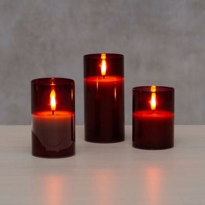 Finnlumor Milton 3D LED lasikynttilät 3 kpl punainen | Alk. 13,95 €