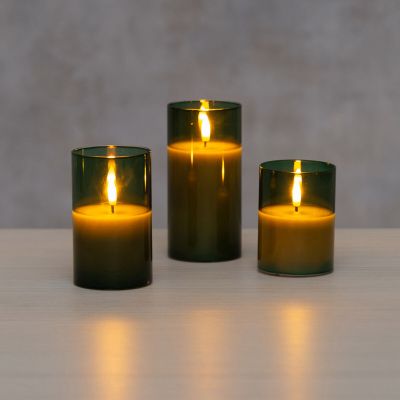 Finnlumor Milton 3D LED lasikynttilät 3 kpl vihreä | Alk. 13,95 €
