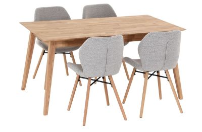 Veke Koto-Keto 4-hengen ruokailuryhmä öljytty tammi/beige Monza 60