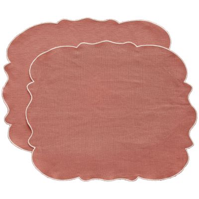 Decotique Gia pöytätabletti pellavaa 45 × 35 cm 2-pakkaus, vaaleanpunainen/valkoinen | Alk. 20,00 €