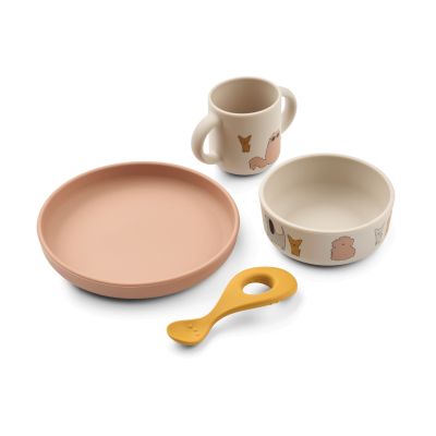 Liewood Vivi painettu astiasto 4 osaa Cats and Dogs-Sandy
