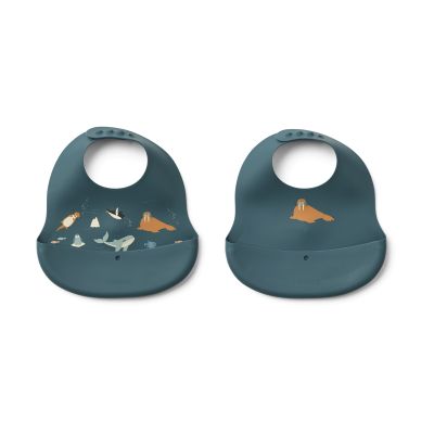 Liewood Ember painettu ruokalappu 2 osaa Arctic Sea-Ocean view