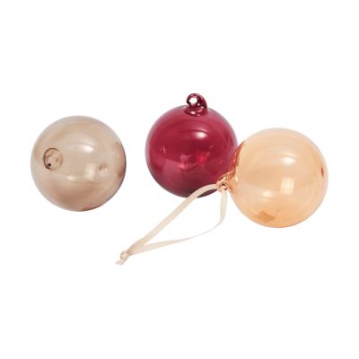 Ferm Living Lasipallo joulukoriste M Ø8 cm 3 osaa Roseate Translucent