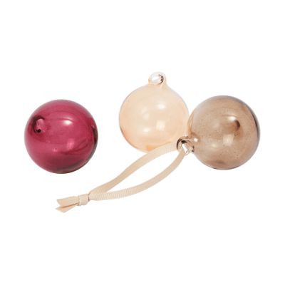 Ferm Living Lasipallo joulukoriste S Ø4 cm 3 osaa Roseate Translucent