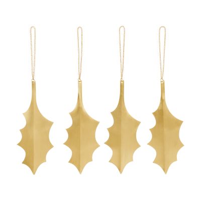 Ferm Living Holly leaf koriste-riipus 13,5 cm 4-pack Messinki