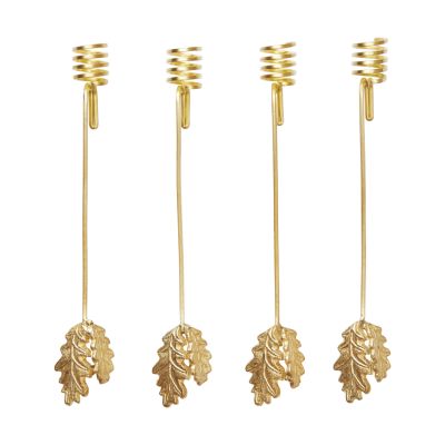 Ferm Living Oak leaf christmas tree kynttilänjalka 4-pack Messinki