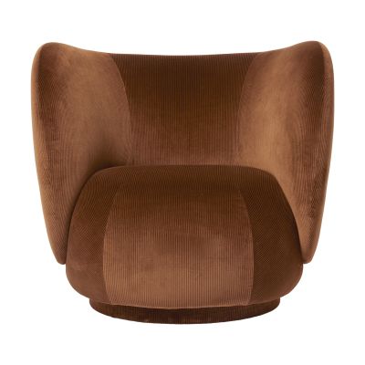 Ferm Living Rico lounge chair nojatuoli swivel Devoré velvet-Rust