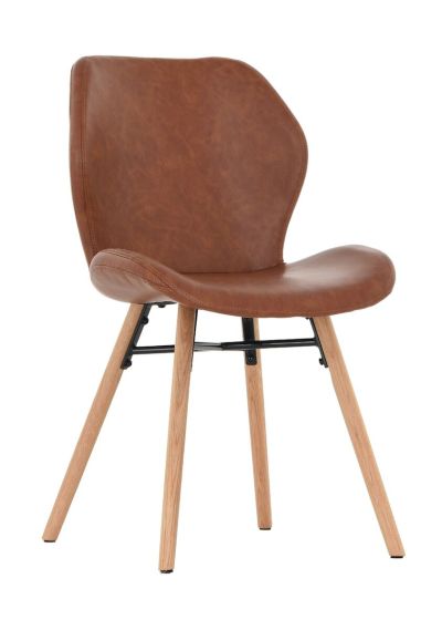 Veke Keto tuoli konjakki retro 691B PU-keinonahka, tammi jalat 6kpl(kuvausmalli)