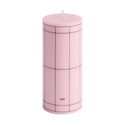 HAY Column Candle pöytäkynttilä small 15 cm Light pink-bordeaux grid | Alk. 25,00 €
