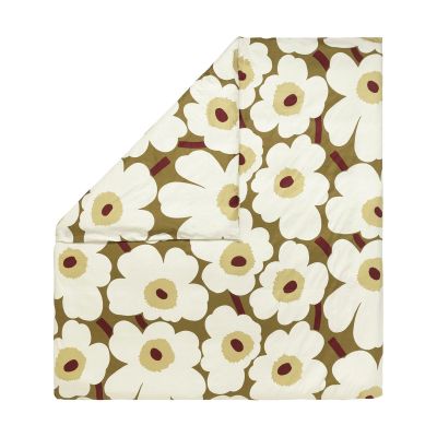 Marimekko Unikko-pussilakana satiinia 240x220 cm Vihreän umbran-kerman | Alk. 180,00 €