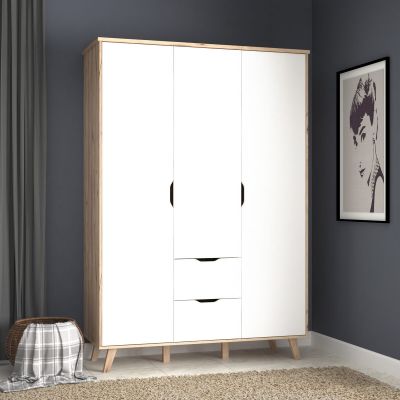 Veke Borg vaatekaappi 140x201x53 cm tammi/valkoinen | Alk. 579,00 €