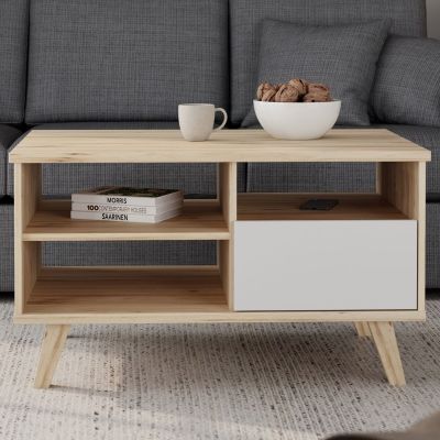 Veke Borg sohvapöytä 90x60 cm tammi/valkoinen | Alk. 179,00 €
