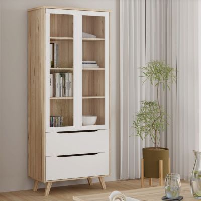 Veke Borg vitriini 85x201x42 cm tammi/valkoinen | Alk. 379,00 €