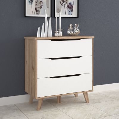 Veke Borg lipasto 80 3-laatikolla tammi/valkoinen | Alk. 199,00 €