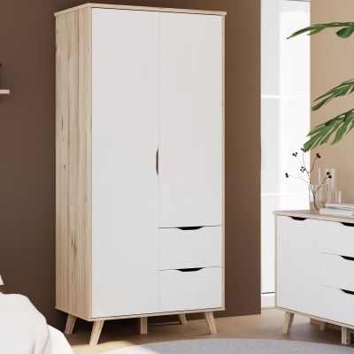 Veke Borg vaatekaappi 95x201x53 cm tammi/valkoinen | Alk. 399,00 €