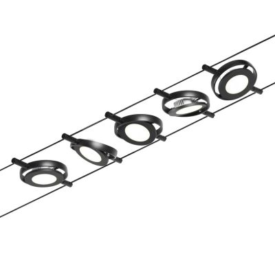 Paulmann - Wire RoundMac LED-vaijerijärjestelmä 5-lamppuinen musta | Alk. 209,00 €