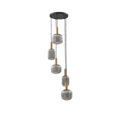 Lindby - Doroteo riippuvalaisin harmaa 5-lamppuinen lasi | Alk. 186,00 €