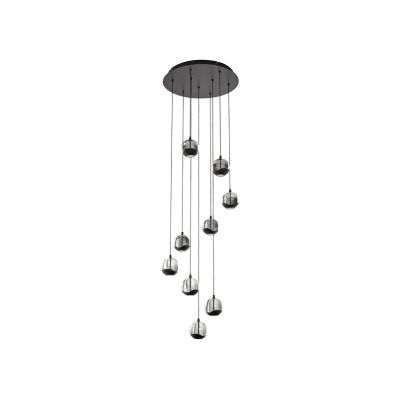 Lucande - Hayley LED-riippuvalaisin 9-lamppuinen musta lasi | Alk. 280,00 €