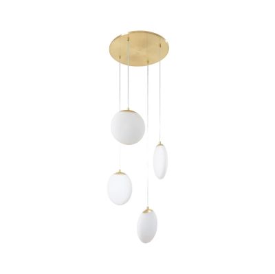 Lucande - Lunelle riippuvalaisin Ø 40 cm, 4-lamppuinen, messinki, lasi | Alk. 180,00 €