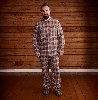 Finlayson Reino flanellipyjama Ruskea
