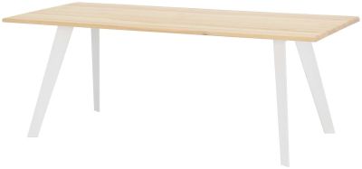 Veke Saarni ruokapöytä 200x90 cm lakattu saarni, valkoinen metallijalka | Alk. 799,00 €