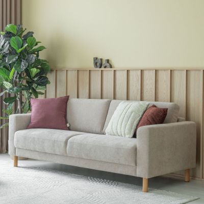 Veke Joki 3-istuttava sohva beige Storm 6, ei jalkoja, kuvausmalli