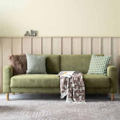 Veke Joki 3-istuttava sohva vihreä Adore 59, tammijalat | Alk. 1 095,00 €