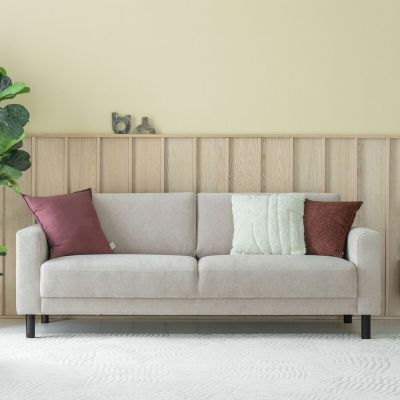 Veke Joki 3-istuttava sohva beige Storm 6, mustat jalat