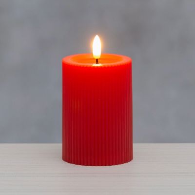 Finnlumor 3D LED pöytäkynttilä sulapinta uritettu punainen