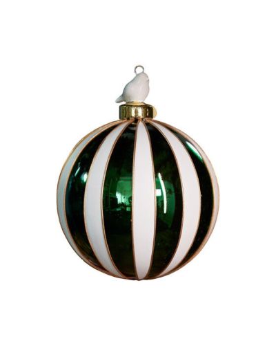 Newport Alessandra Bauble Green/White 10cm