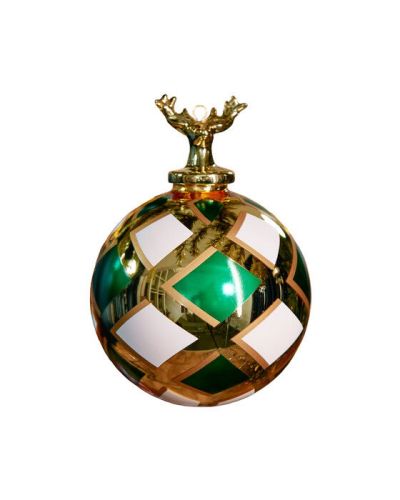 Newport Aurette Bauble Green/White 10cm
