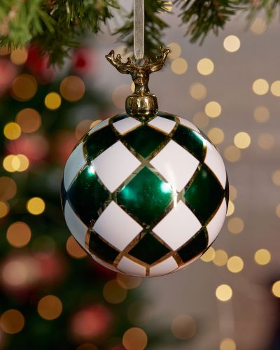 Newport Damian Bauble Green/White 10cm