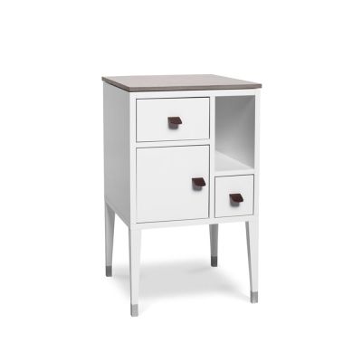 Mavis Abisko korkeat jalat yöpöytä valkoinen, betonin yläosa, kahva ruskea poronnahka | Alk. 770,09 €